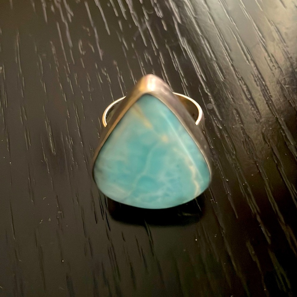 Sterling silver ring with Larimar